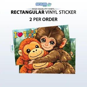 punch the monkey rectangle vinyl sticker made with high quality vinyl