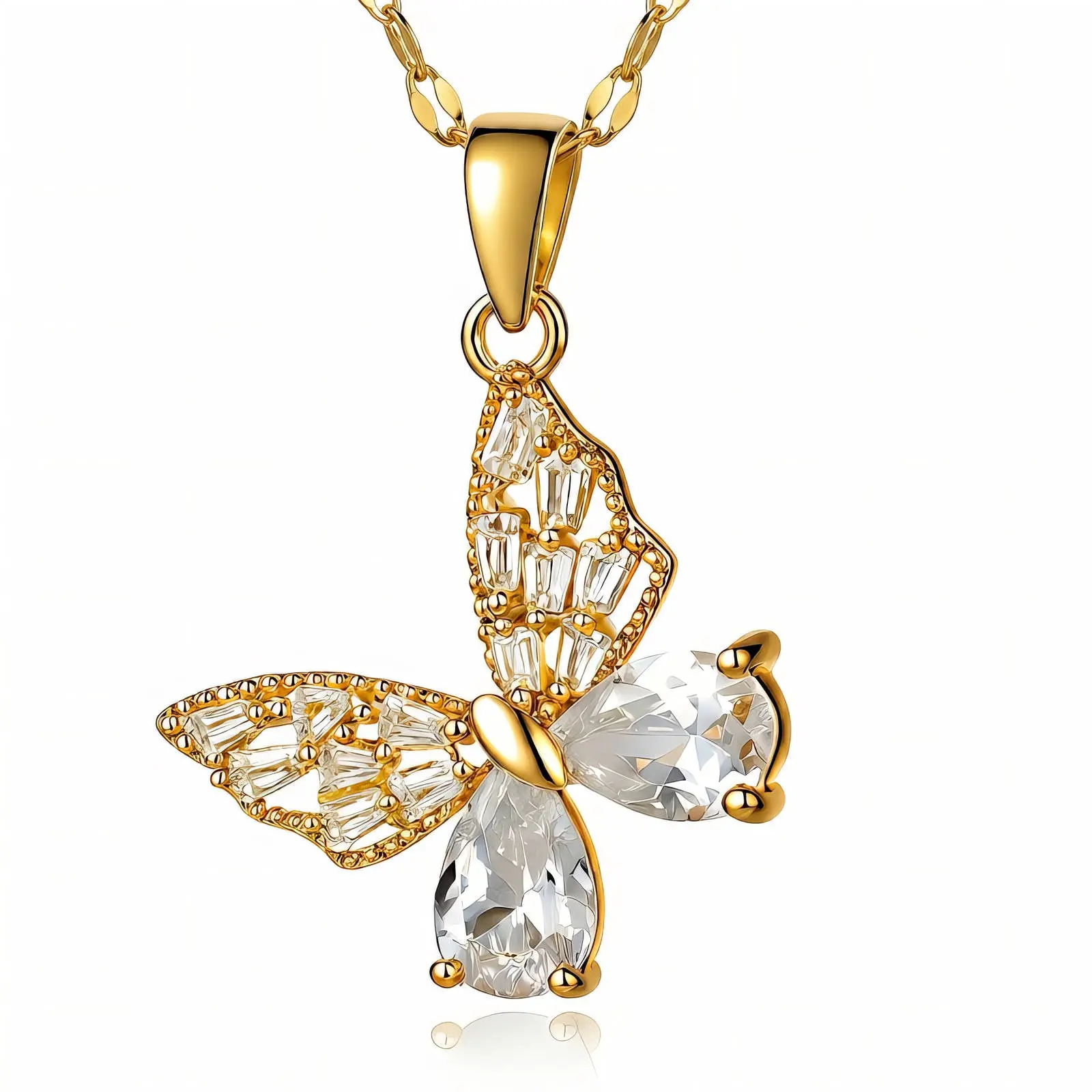 Monaluck Butterfly Pendant Necklace | Gold Plated Stainless Steel Butterfly Jewelry | Waterproof, Tarnish-Resistant & Hypoallergenic Necklace