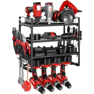 VEVOR Power Tool Organizer Wall Mount, 4-Layer Storage Rack with 8 Drill Holders, Tools Holder and Storage Rack with Screwdriver Holder, Garage Tool Organizer for Garage, Workbench, and WorkshopVEVOR Super Brand Day