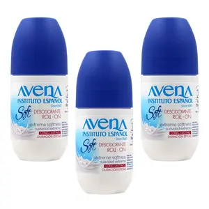 Avena Instituto Español Deodorant Roll-On Soft, Extreme Softeness, Long-Lasting, Non-Alcohol, 3-pack Of 2.5 Fo each, 3 Bottles
