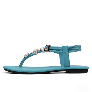 Nest Foot New summer flat sandals, beaded, plus size, open toe slip-on Roman sandals