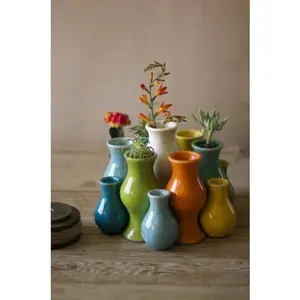 Set Of Thirteen Multi-Colored Ceramic Vases