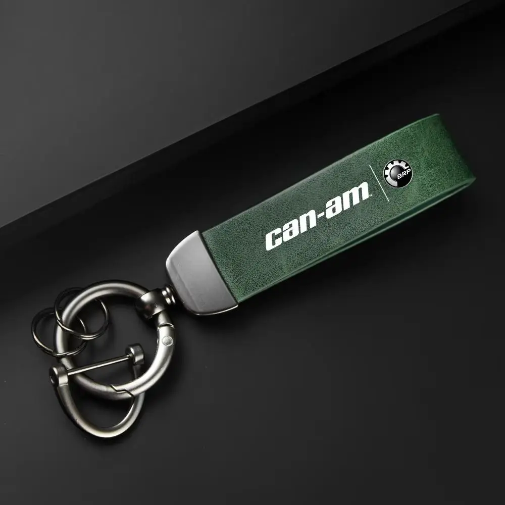 PU Leather Keychain Holder for BRP Can-Am Motorcycle, Durable Flatback Key Ring, Heavy Duty Design, Key Rings Heavy Duty