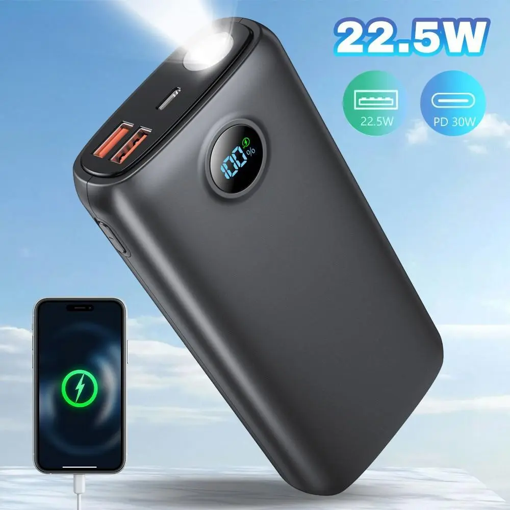 20000mAh Portable Power Bank, 22.5W Fast Charging Battery Pack QC4.0+PD20W with LED Display, 3 Devices Charger, High-Density Polymer Cell