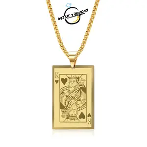 New Hip-Hop Retro Playing Card Ace of Spades & King of Hearts Pendant Necklace | Hip-Hop Style | Retro Style | Fashion Accessory | Trendy Accessory | Party Jewelry | Daily Decoration | Holiday Gift | Gifting Selection |