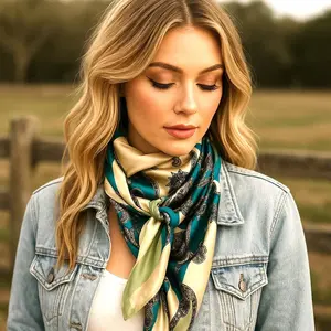 35X35" Turquoise Paisley Wild Rag / Scarf WR299