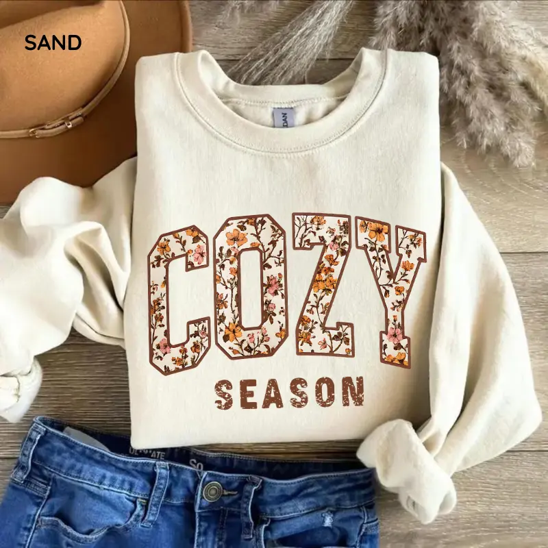 Vintage Cozy Season Sweatshirt, Retro Fall Graphic Crewneck, Get Cozy Pullover, Sweater Weather Sweatshirt, Cute Autumn Outfit, Cozy Fall Gift for Women