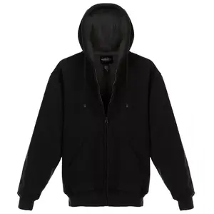 Gioberti Men's Heavyweight Faux Shearling Lined Fleece Hoodie Jacket, Black C, XX Large
