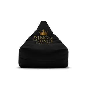 King's Lounge Bean Bag Cover — Black & Gold Royal Crown Accent