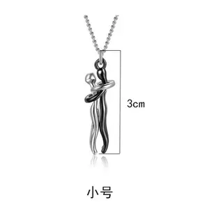 Embrace couple necklace, one man and one woman, two-color pendant, boy and girl embracing each other, collarbone chain-ZY527-5