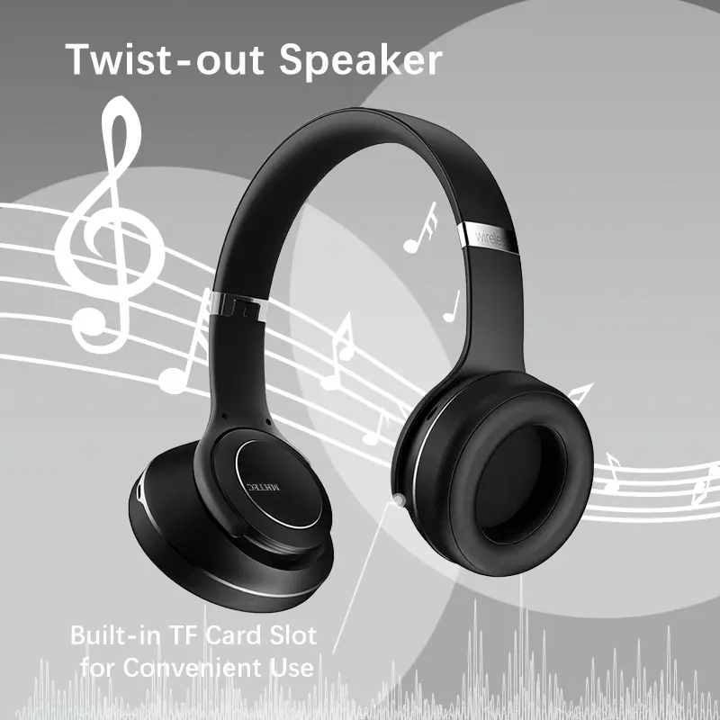 MHTEC 2-in-1 Over-Ear Bluetooth Headphone & Speaker, 25H Playtime, Instant Charging, 3 EQ Sound Modes, Sound Isolation, Soft Ear Cushions, Comfort Fit, Universal Compatibility with Mobile, PC & Laptop, Travel-Friendly Audio Device for Calls