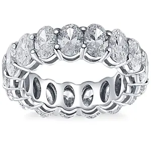 6 Ct Oval Moissanite Eternity Ring Womens Wedding Band 10k White Gold