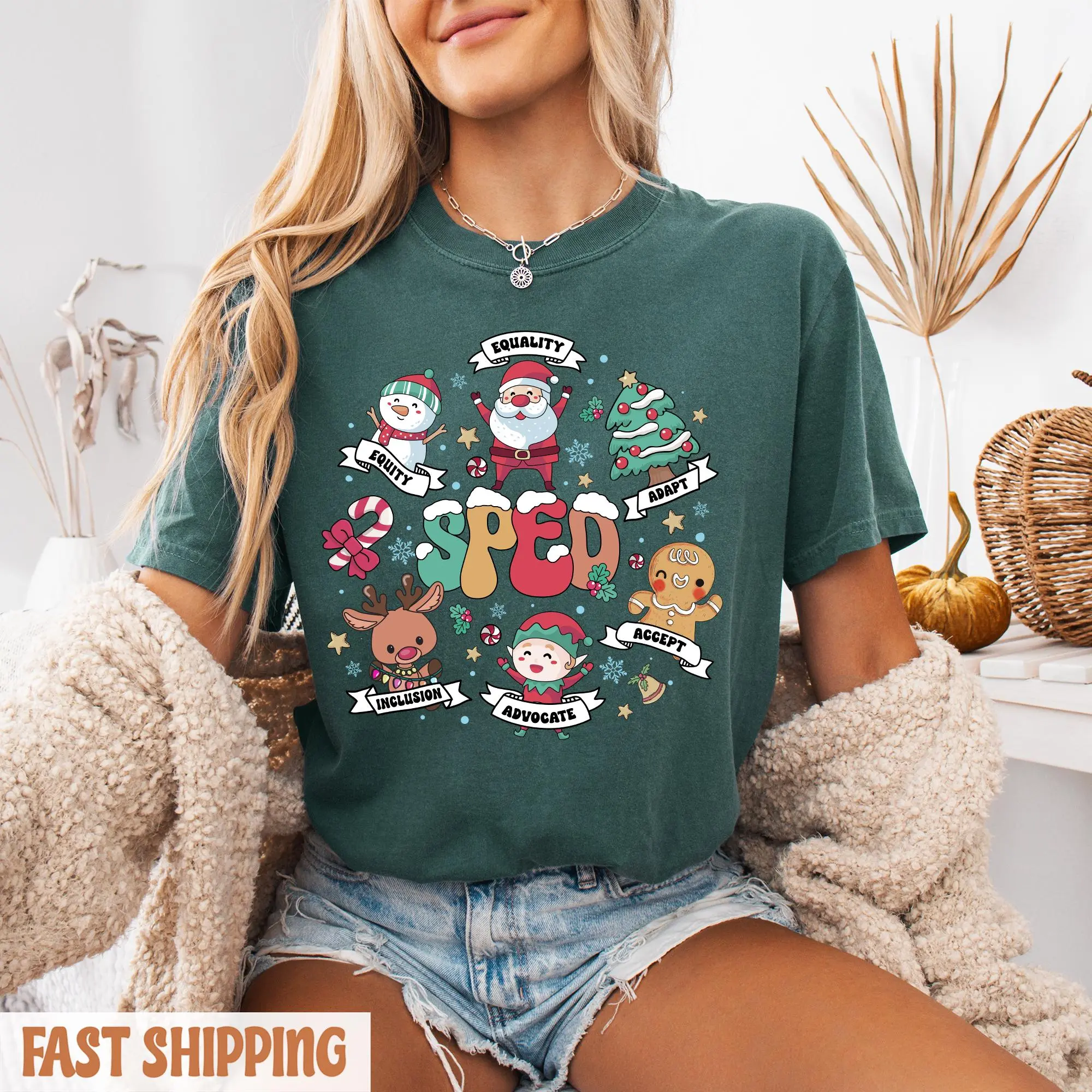 Comfort colors Christmas Sped Teacher Shirt Sped Teacher Holiday Shirt Christmas Sped Squad Shirt Special Education Christmas T-shirt Sped Teacher Gift CF Autism Christmas