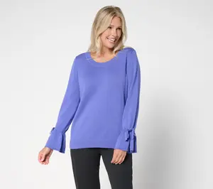 Attitudes by Renee Ballet Neck Bow Sleeve Sweater