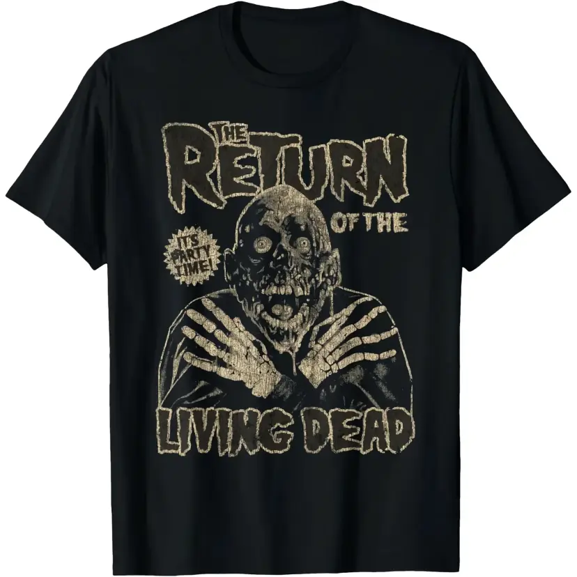 [Graphic Tee] 100% Cotton - Return of the Living Dead Horror Graphic T-Shirt, Vintage Zombie Movie Inspired Design Casual Tee, Retro Horror Streetwear Shirt for men