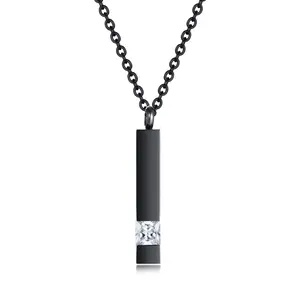 OIDEA Photo Locket Necklace, Stainless Steel Cubic Zirconia Memorial Keepsake Chain Jewelry Necklaces for Pets, Black