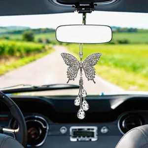 Versatile Butterfly Car Pendant Crystal Rhinestone Interior Decor Hanging Ornament Multiple Colors Available Car Hanging Decoration