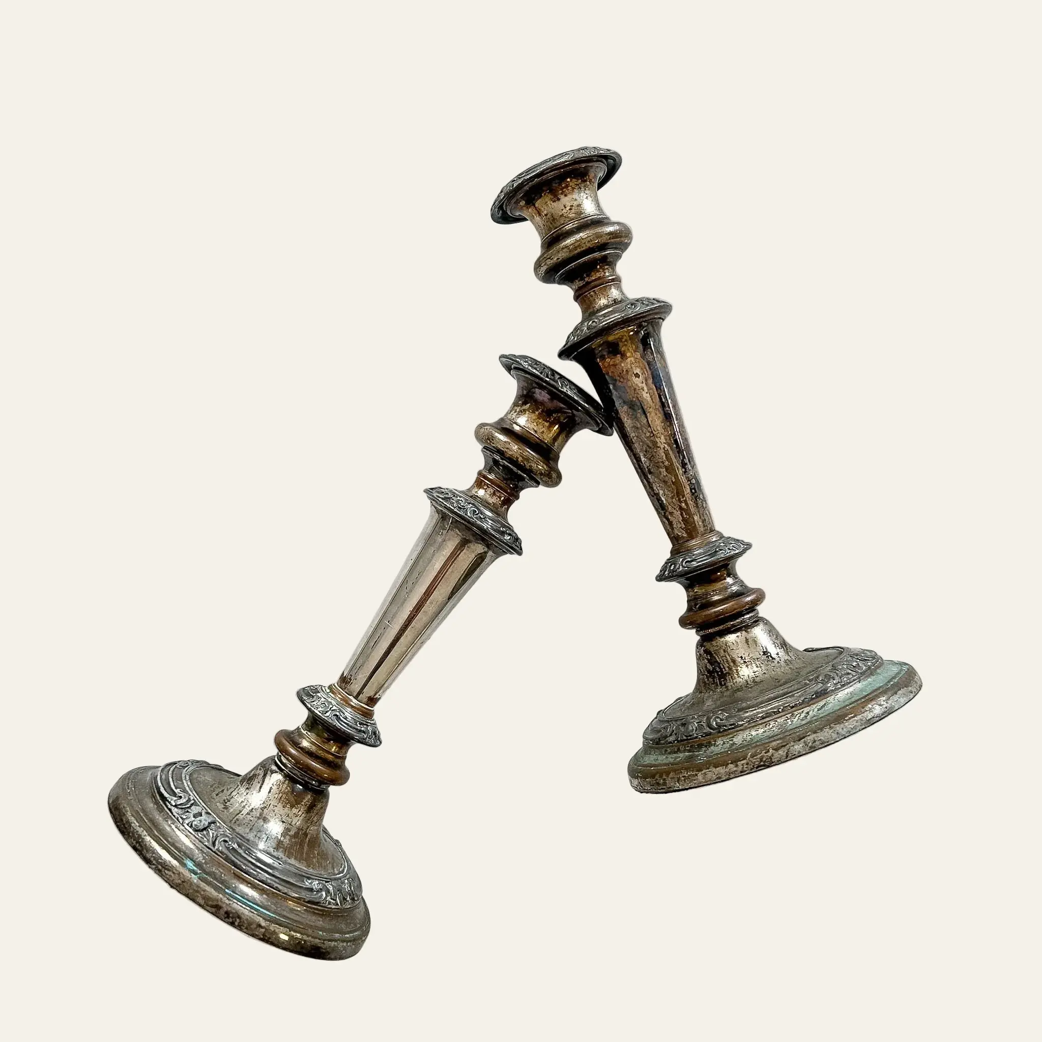 Victorian English Silver Plated Candlestick Pair
