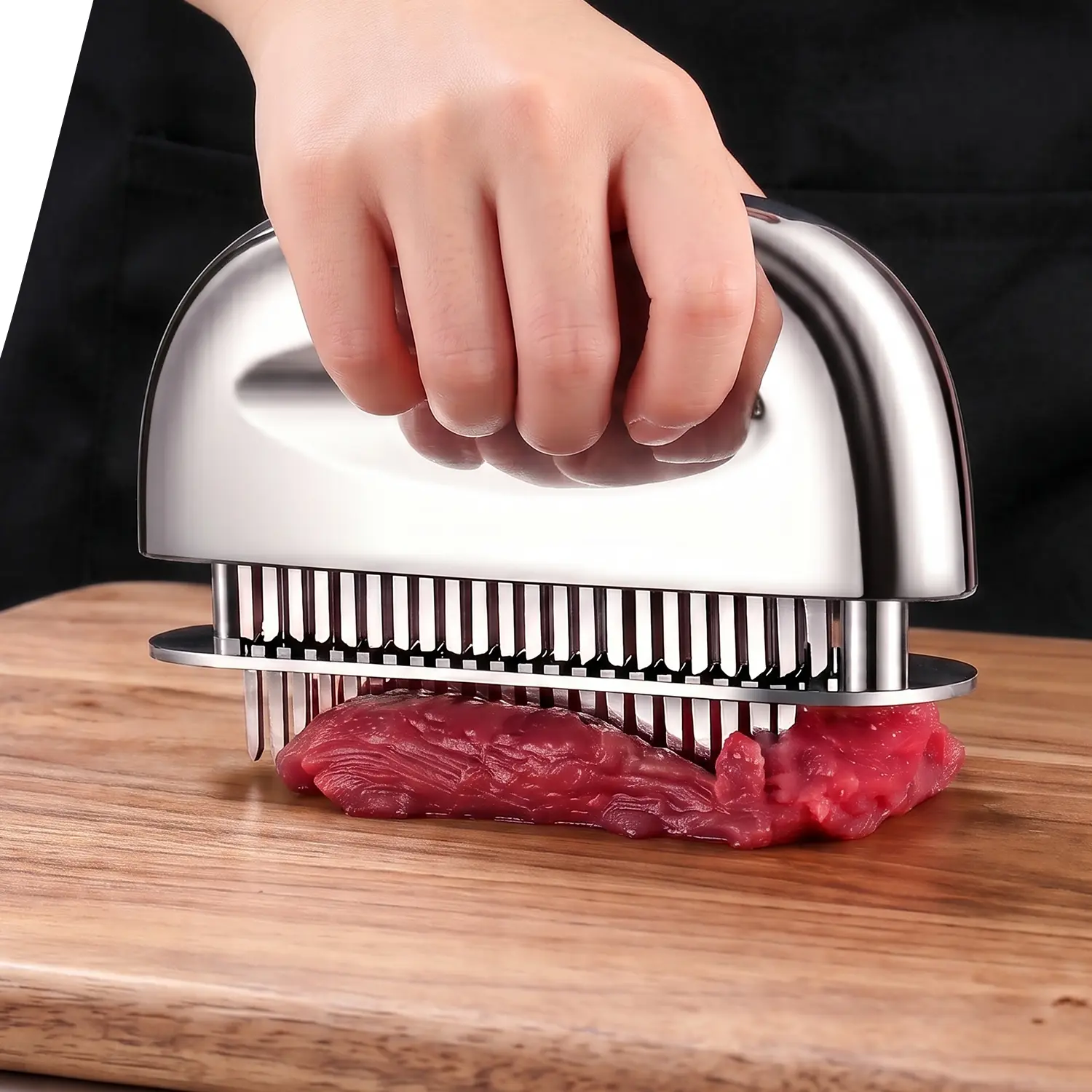 Stainless Steel Meat Tenderizer Tool, Gourmet Easy Juicy Steak Utensil, 60 Ultra-Sharp Blades, No Assembly Required, 5-Year Warranty, Kitchen Household Products