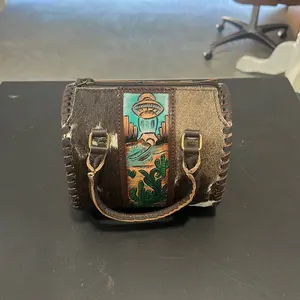 MINI ALIEN DESIGN Western Speedy Bag (Brown) with Real Leather for Women