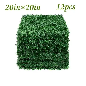 12pcs Artificial Boxwood Hedge Panels 20×20in Faux Green Grass Wall Decoration Fake Topiary Plant Privacy Hedge Fence for Indoor Outdoor Patio Balcony, Party Garden Fence Ornament Fruit Items lush greenery