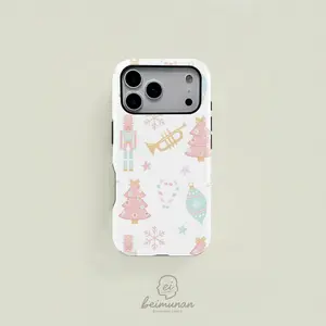 1PC Christmas Tree Nutcracker Trumpet Print Phone Case， Heavy Duty Shockproof 2in1 Protective Cover for iPhone 17 16 15 14 13 12 Pro Max， Samsung Galaxy S25 S24 S23 S22 Ultra Series Holiday Gift Minimalist Fashion Protector