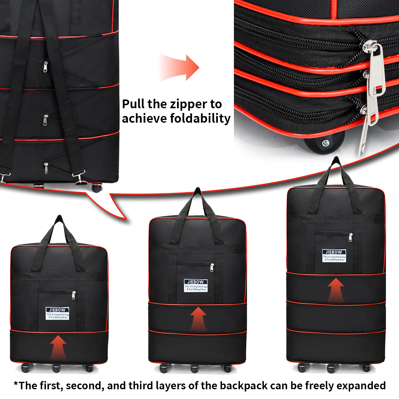 JZBWQY 100L Expandable Foldable Lightweight Rolling Luggage - 360 JZBWQY 100L Expandable Foldable Lightweight Rolling Luggage - 360
