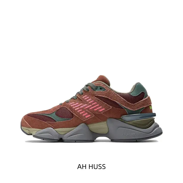 These rust red & forest green mesh suede dad sneakers feature layered chunky sole, great for retro streetwear and casual everyday outfits.
