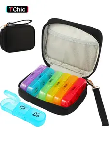 Weekly Pill Organizer 3X a Day, Travel Pill Box 7 Day for Purse, Portable Daily Pill Organizer, Pill Dispenser Medicine Organizer for Vitamins, Fish Oils, Medications, Supplements