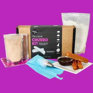 Global Grub DIY Churro Kit with Churro Mix, Piping Set, Cinnamon Sugar, Cocoa, Instructions