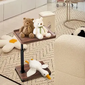 Shaped End Table Adjustable Height, 360°Swivel TV Tray Table for Small Spaces, Couch Tables That Slide Under, c Shaped Side Tables with Wheels