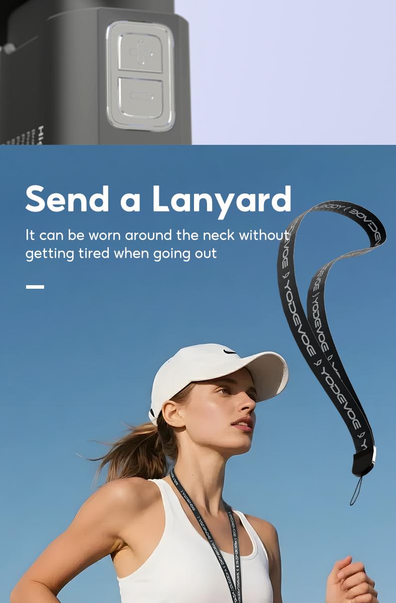 Yodevoe Handheld Fan, Turbo Powerful Airflow, Stylish Mini Pocket Fan, 100 Wind Speed ​​Settings, Up to 15 Hours of Battery Life, Rechargeable Portable Fan, Suitable for Travel and Office Use, Includes Lanyard and USB Type-C Charging Port