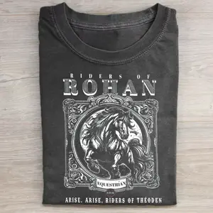 Gildan Vintage Riders of Rohan Graphic T-Shirt - Lord of the Rings Movie Short-Sleeve Top, Men's Casual Style Streetwear, Middle Earth Geek Gift, Shortsleeve, Menswear, Tshirt