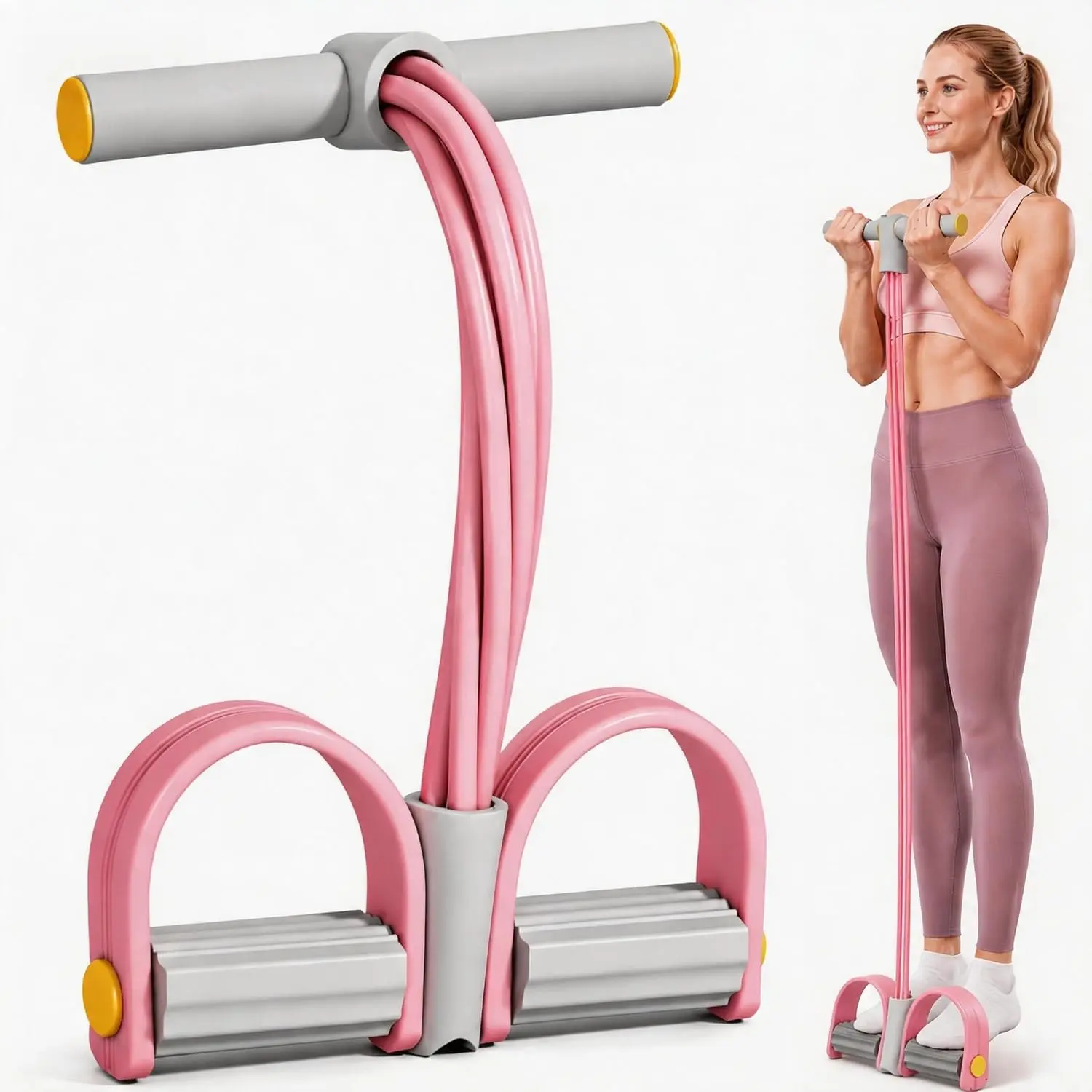 Fitness Resistance Bands with Comfortable Handles & Pedal Ankle Puller for Full-Body Workout, Abdominal, Arm and Leg Training