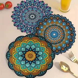 6PCs Datura Flowers Coaster, Heat Proof Mat Coaster, Anti-Scalding Table Mat, Tray Coaster, Drink Coaster, Non-Slip Placemat, Scene Decoration, Holiday Decoration, Room Decoration, Home Decoration, Office Decorations, Theme Party Decoration