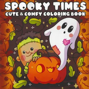 spooky times Comfortable and cute coloring book suitable for any age.Perfect Halloween Gift Idea, Cozy Nordic Style Adult Coloring Activity, Stress Relief