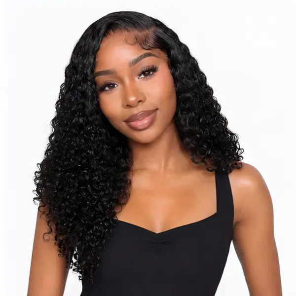 Shewell Glueless Frontal Wig - Women's 13*4 Front Lace Burmese Curly Human Hair Wig  180 Density  Drawstring Design for Black woman
