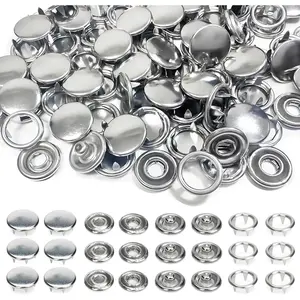 100 Sets Metal Snap Buttons, Sterling  Solid Sewing Snaps for Fabric, Prong Snap Button Kits for DIY Crafting Clothing Sewing (9.5mm / 400 count)