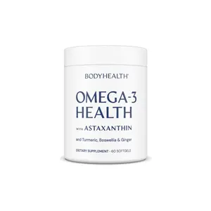 BODYHEALTH Omega-3 with Astaxanthin & Turmeric Boswellia Ginger - 60 Softgels - High-Quality Fish Oil Supplement for Brain Immune Health - Hypoallergenic Low Glycemic - No GMO Gluten Dairy Yeast Fitness Dietary