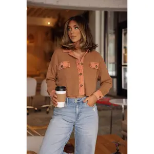 Brown Waffle Knit Shacket