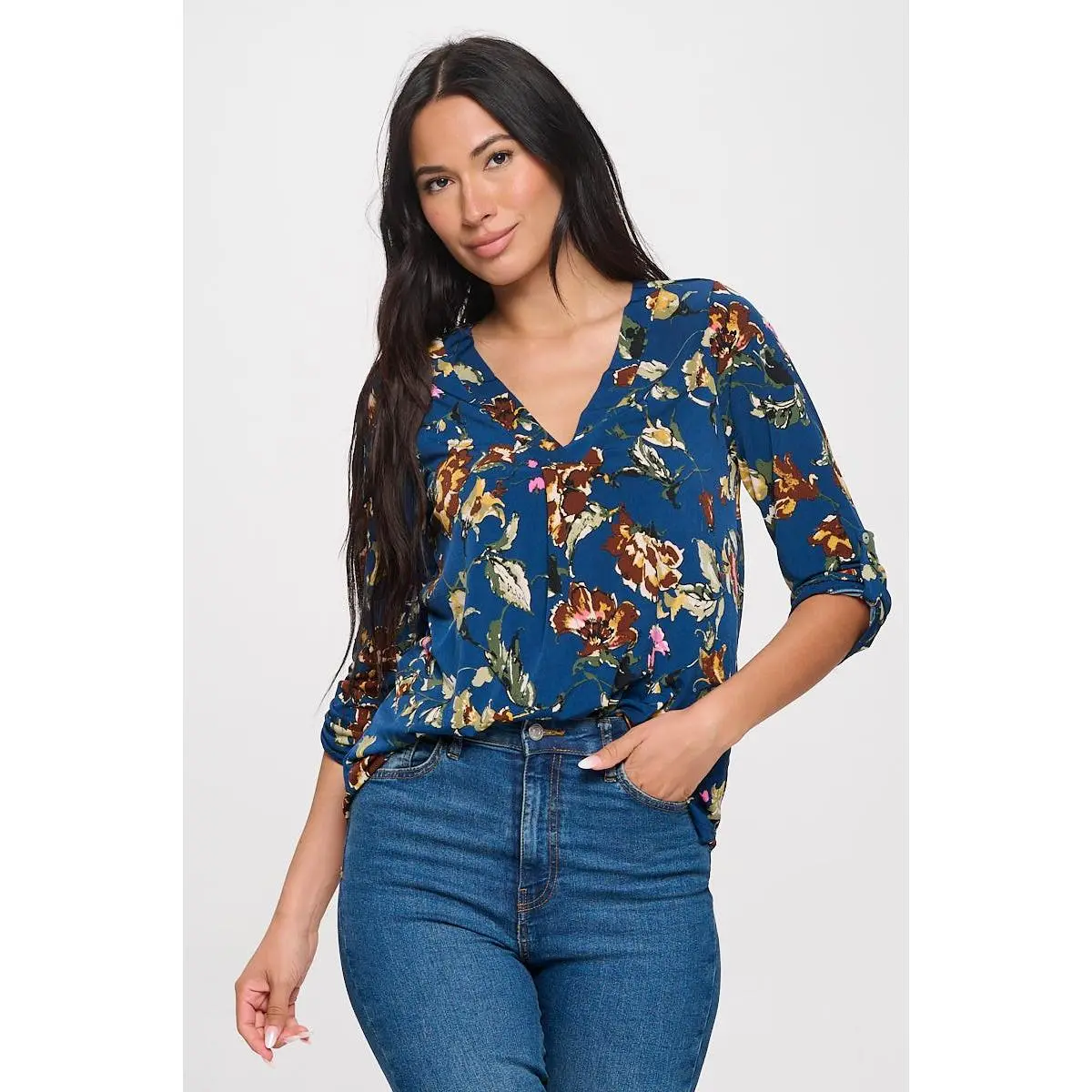 Hollie Roll-tab Sleeve Knit Blouse