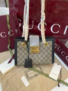 Pre-owned Leather Shoulder Bags Gucci Padlock Medium Tote Bag GG Supreme(Z)