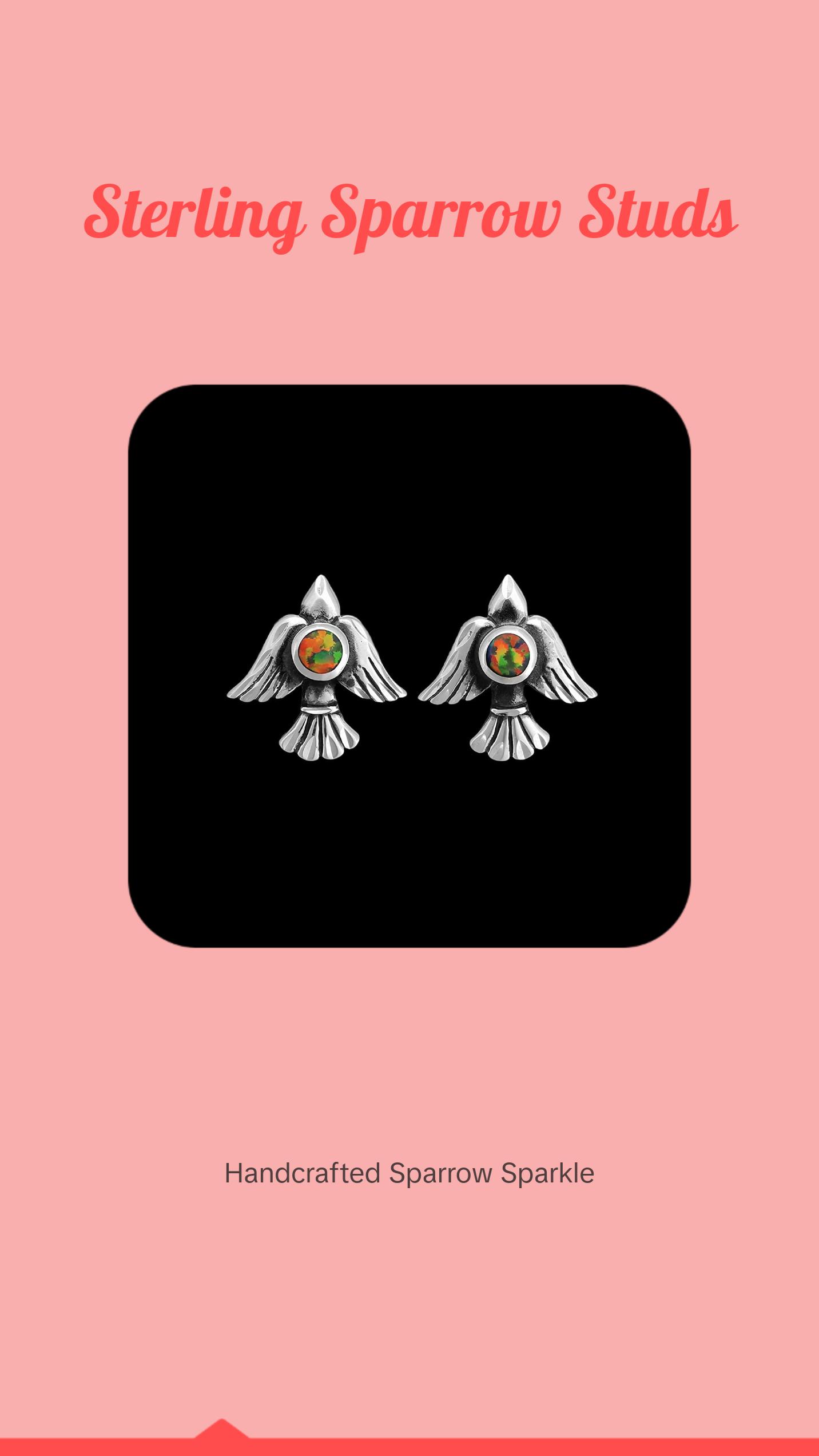 Sparrow Earrings, 925 Sterling SIlver Earrings, Eagle Earrings, Navajo Earrings, Native American Handmade Jewelry