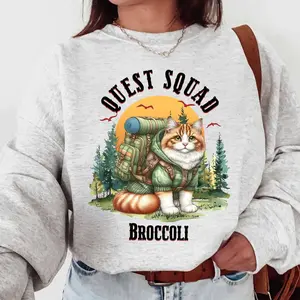 Quest Fantasy Squad Broccoli Cat Short Sleeve T-Shirt, Broccoli Sweatshirt, On.yx Storm Hoodie