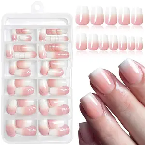 Ombre Color Short Fake Nail, 120pcs/box Full Cover Press on Nail, Reusable Removable Nail Art Kit for Women & Girls Fake Nails Kit