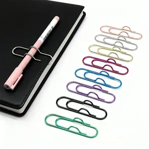 12/16pcs Metal Pen Clip Multifunctional colored Pen Clip Notebook Bookmark Paper Clip Office Stationery Tool Rose Golden Pen Insert Account Portable Color Fixed Pen Buckle Pen Accessories Paperclip