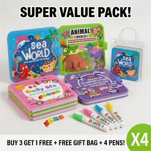 [B3G1 FREE] 🎁 2026 Water Coloring and Doodle Books for Toddlers - Mess-Free Reusable Magic Painting Set ✨4Pcs Reusable Magic Water Coloring Books for Toddlers - No-Ink Doodle Set, Best Travel Toy 2026, Creative Craft Kit