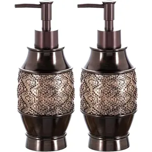 Creative Scented Dublin Brown Bathroom Soap Dispenser Set 2-Piece - Decorative 8-Ounce Soap Dispenser and Lotion Dispenser Set with Durable Matching Pump - Brown Bathroom Accessories Set Countertop