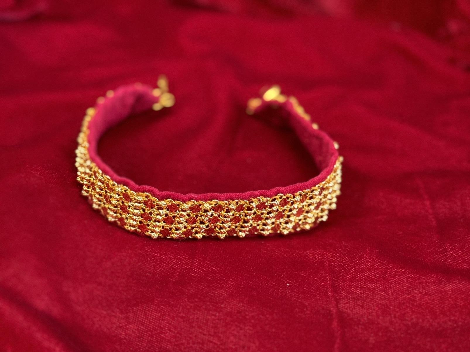 24k Gold Plated Velvet Headband Sirbandhi Nepali Jewelry for Women