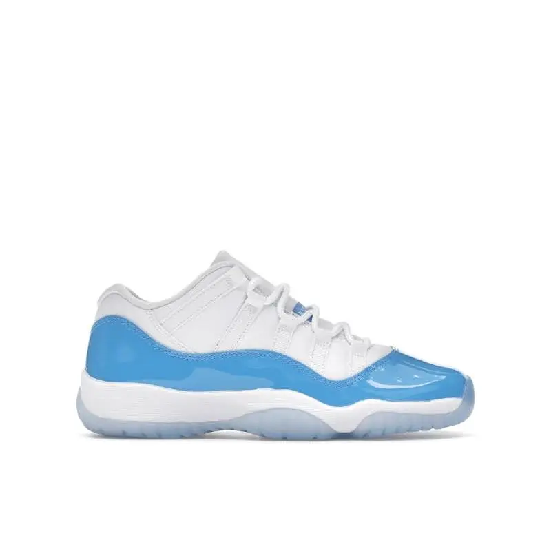 Jordan 11 Retro Low University Blue (2026) GS Grade School Sneakers, Classic Retro Basketball Shoes, Premium Patent Leather and Mesh Upper, Low Top Silhouette, Full-Length Air Cushioning, Durable Rubber Outsole, University Blue White Colorway